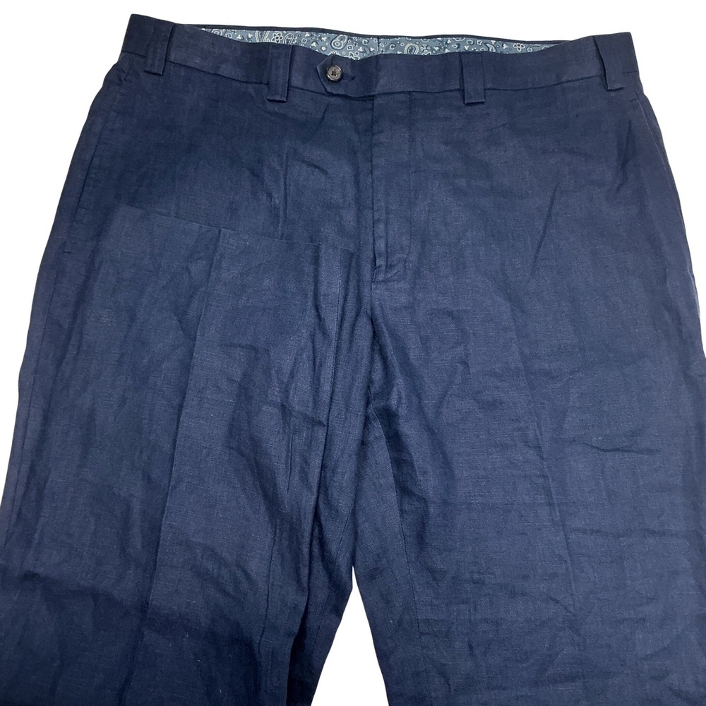 Lauren‎ Ralph Lauren Mens Linen Dress Pants Navy Blue Flat Front Size 36x30 - Picture 2 of 6